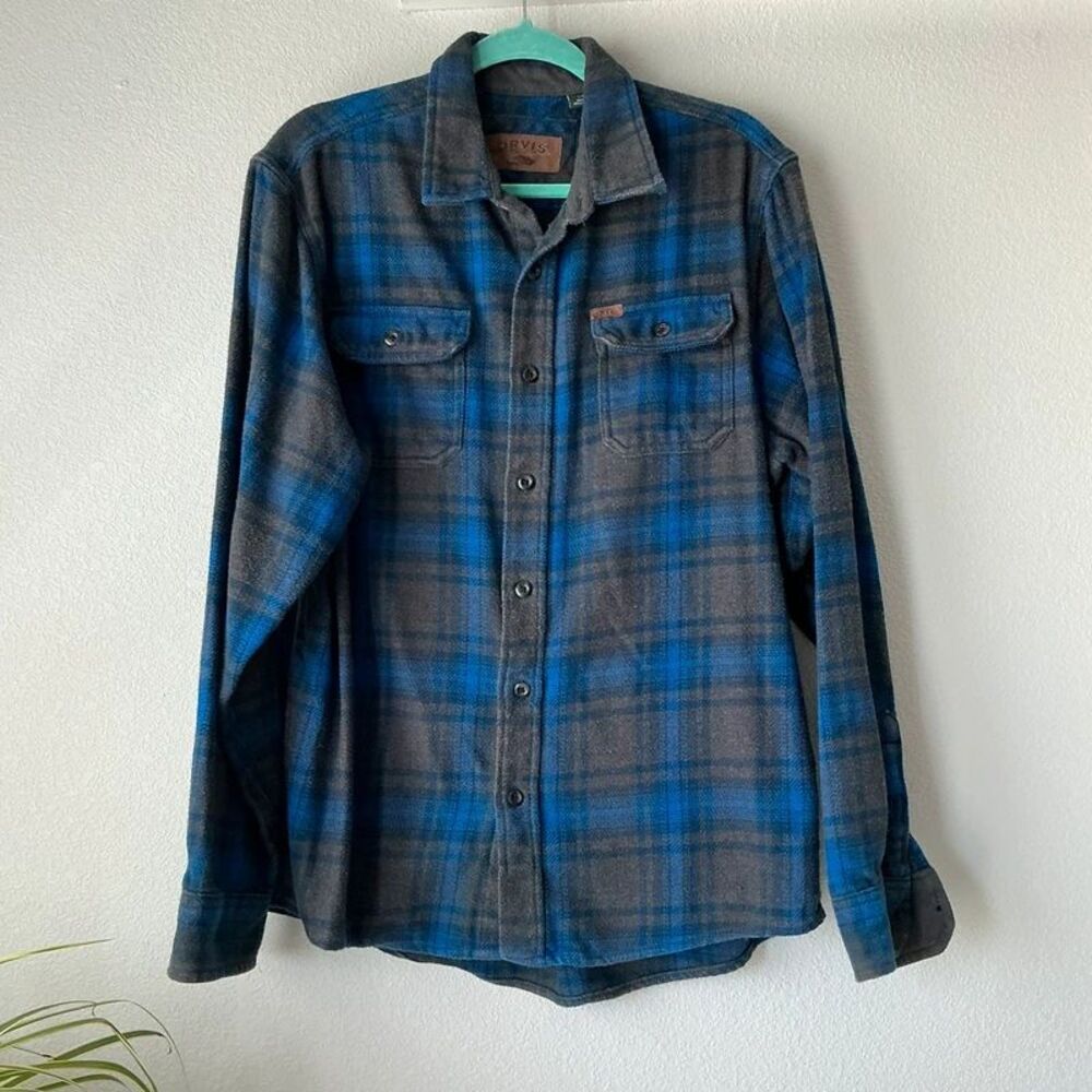 Vintage Orvis Wool Plaid Flannel Shirt Men's L